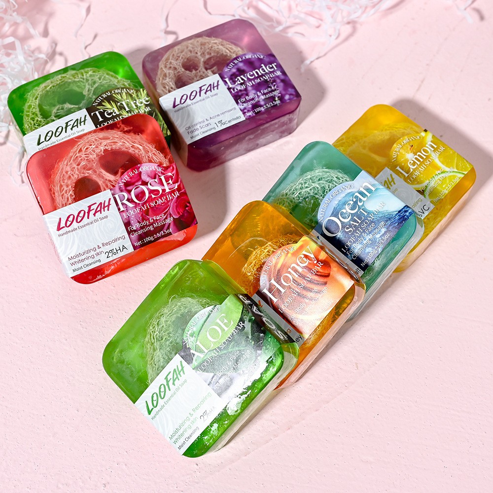Essential Oil Soap - Handmade Kojic Acid Soap with Loofah